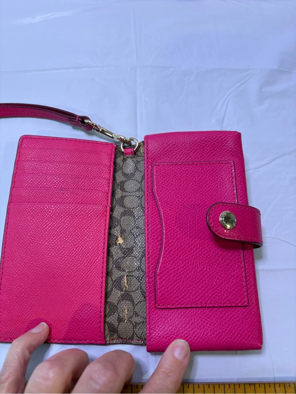 Coach Hot Pink Leather Wristlet Card Holder